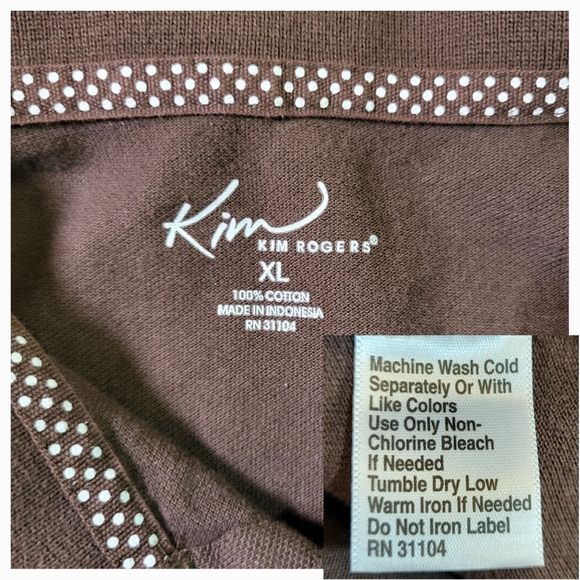 KIM ROGERS Traditional Short Sleeve Brown Polo Shirt - Size XL or Plus Size 16 - Picture 3 of 4